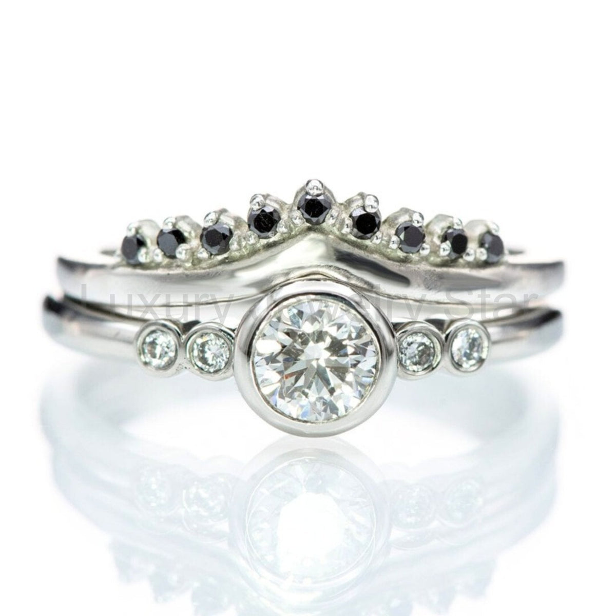 Round Diamond Brooklynn Bezel Set Accented Engagement Ring - image 8
