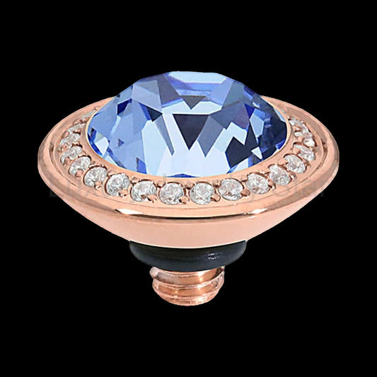 QUDO Tondo Deluxe Top 0.35" Rose Gold | Blue Crystal Collection