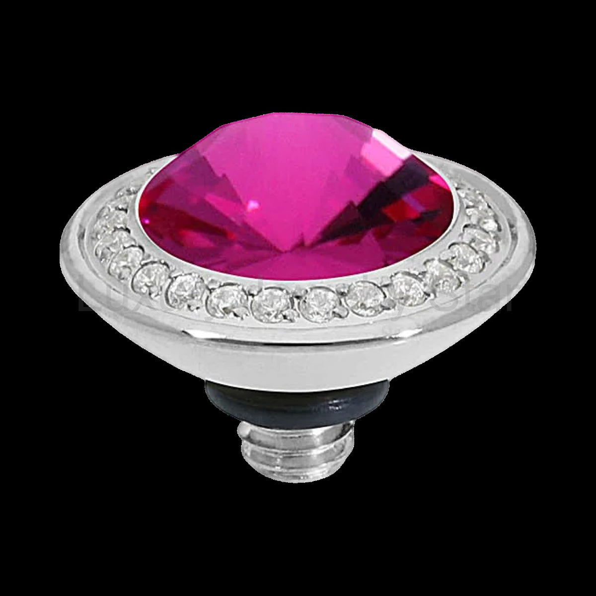 QUDO Tondo Deluxe Top 0.35" Silver | Pink Crystal Collection