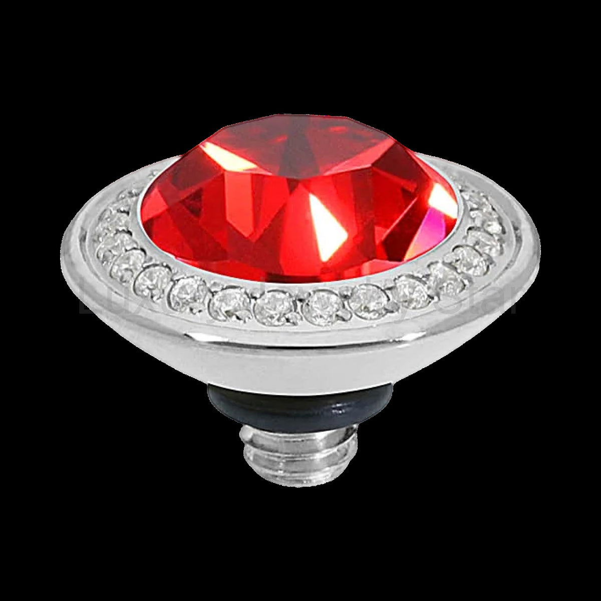 QUDO Tondo Deluxe Top 0.35" Silver | Red & Orange Crystal Collection