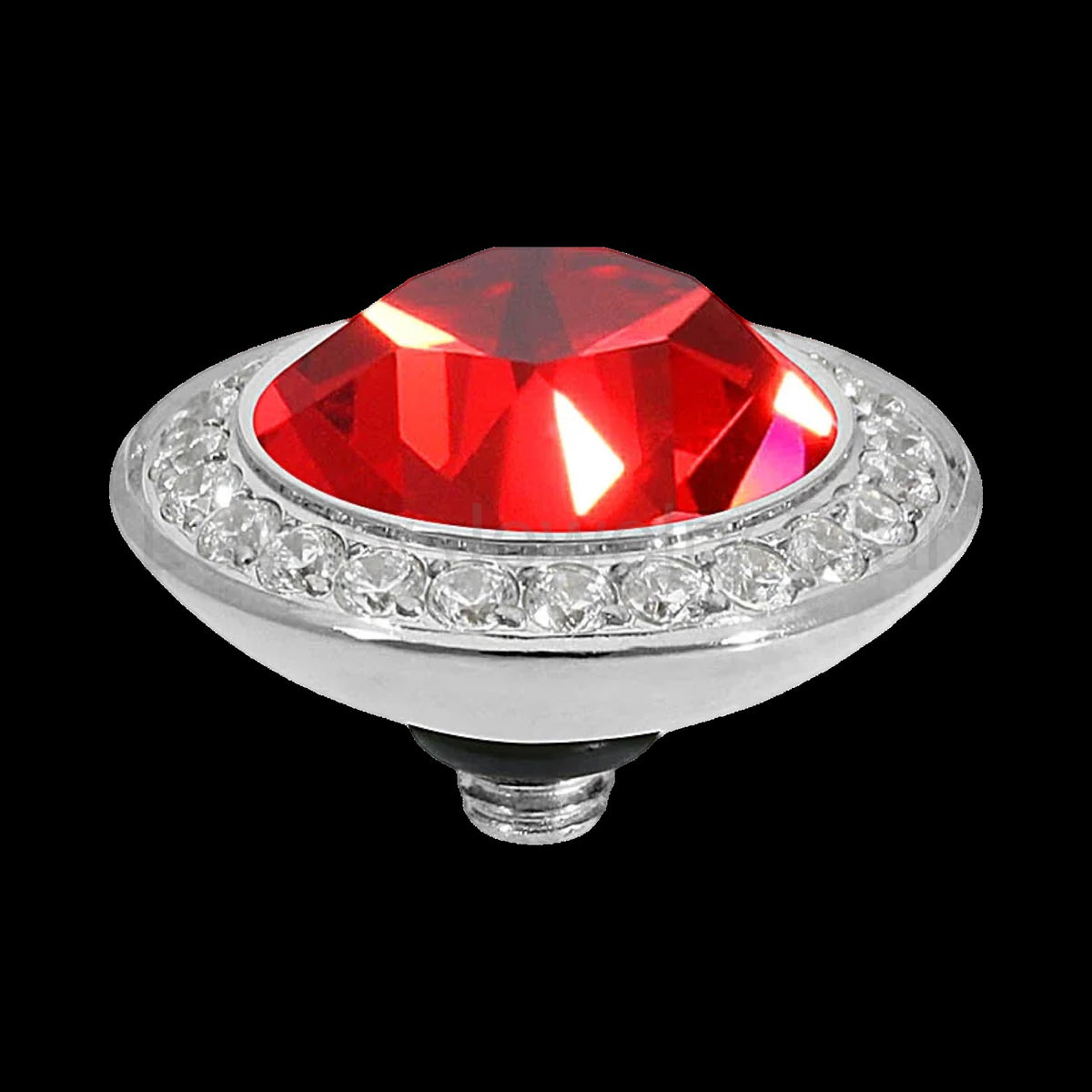 QUDO Tondo Deluxe Top 0.51" Silver | Red & Orange Crystal Collection