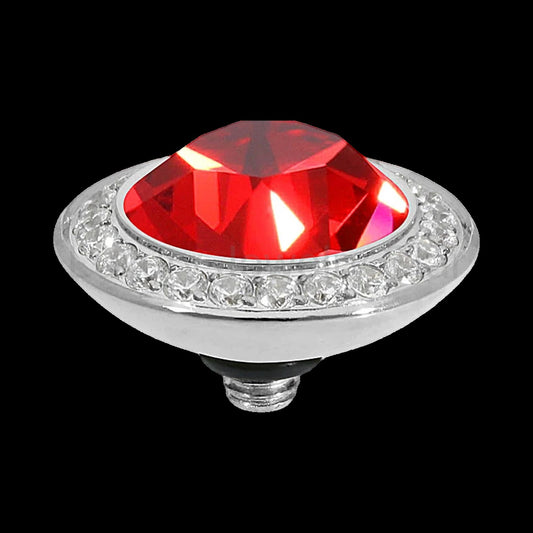 QUDO Tondo Deluxe Top 0.51" Silver | Red & Orange Crystal Collection