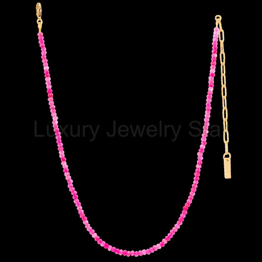 TOVA Padme Necklace | Hot Pink Beaded Statement Necklace