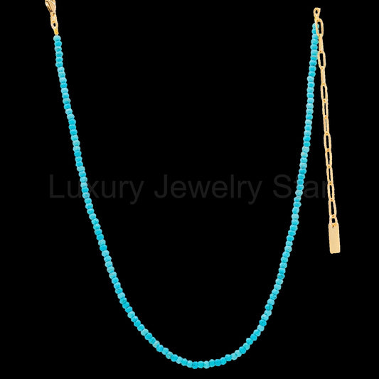 TOVA Padme Necklace | Turquoise Beaded Statement Necklace