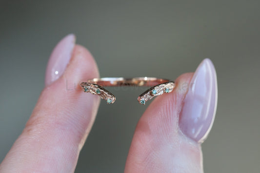 Ready to Ship- Size 7.5, 14k rose gold Woodland Open Band