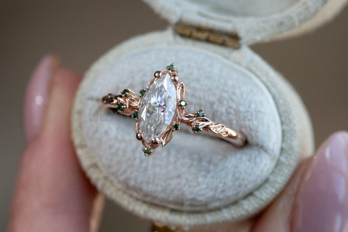 Ready to Ship- Size 8.5, 14k rose gold Briar Rose Halo