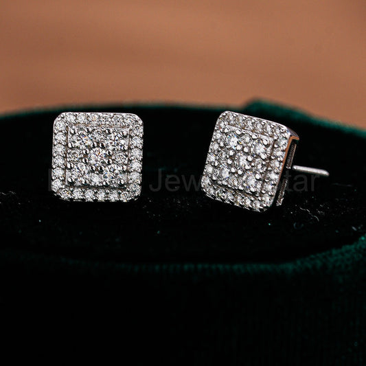 Hip-Hop Style Unisex Square Moissanite Stud Earrings - image 2
