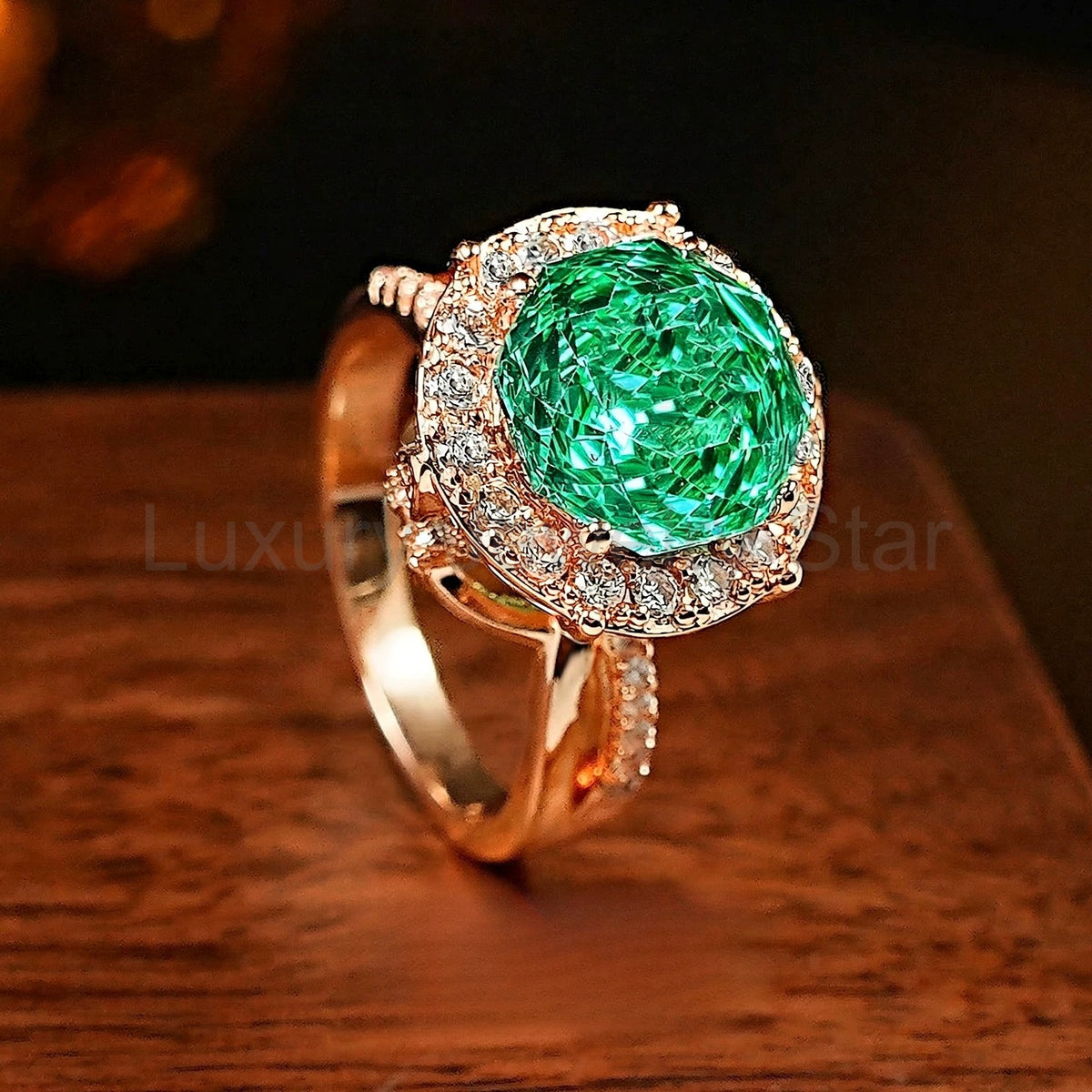 Retro 4ct Millennium Cut Halo Colorful Gemstone Sterling Silver Engagement Ring - image 2