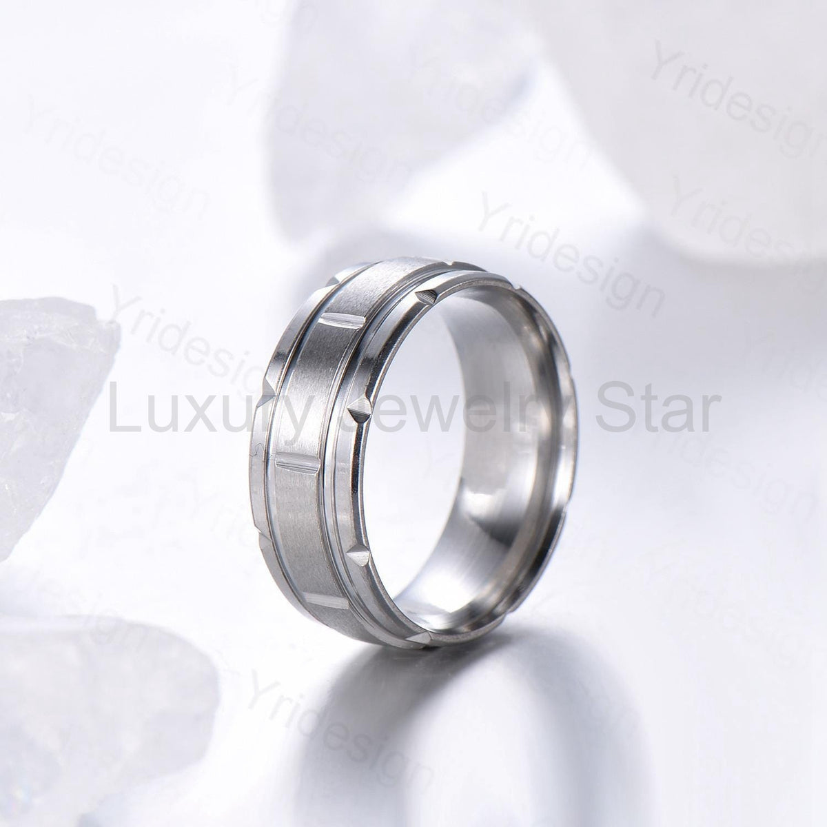 Retro Brushed Finish Men's Wedding Band Minimalist Solitaire Wedding Ring Silver White Gold Stacking