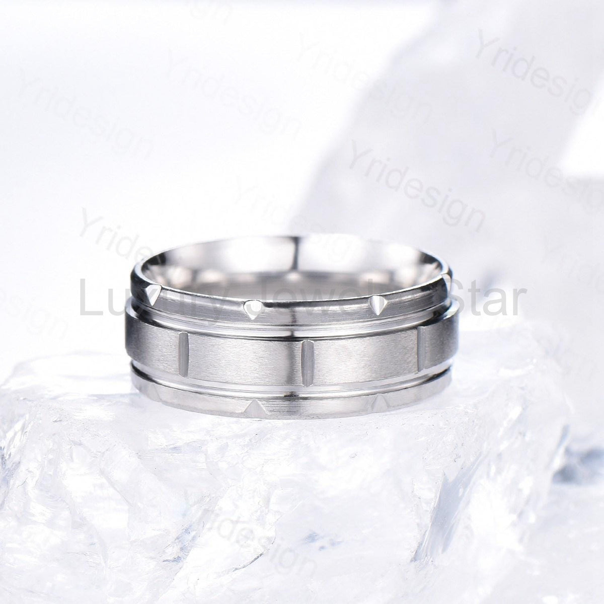 Retro Brushed Finish Men's Wedding Band Minimalist Solitaire Wedding Ring Silver White - image 4