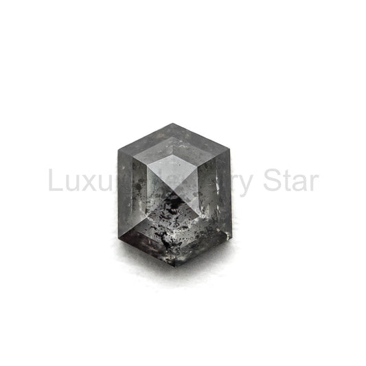 .67 Carat Salt and Pepper Rose Cut Hexagon Diamond