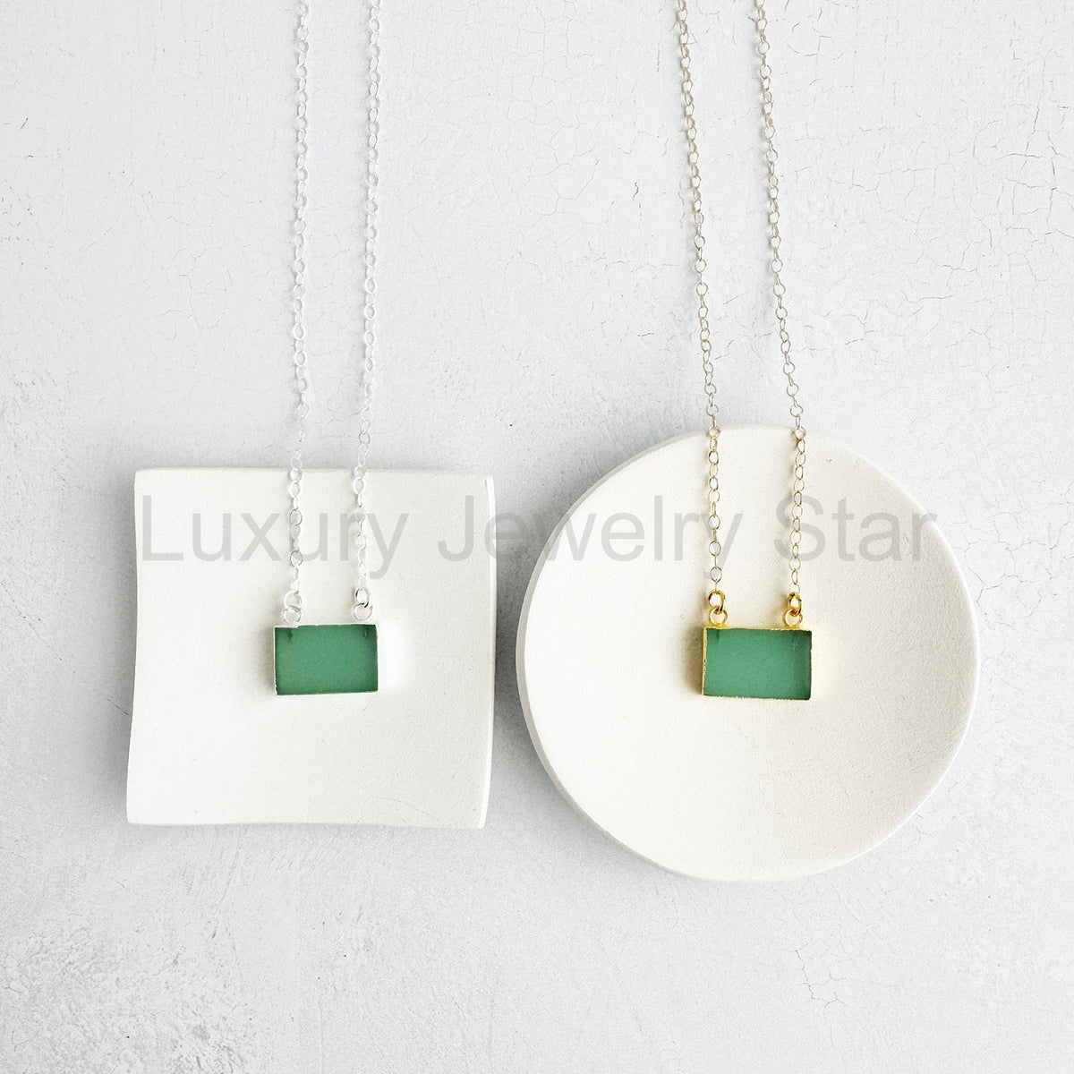 Aqua Chalcedony Bar Necklace - image 3