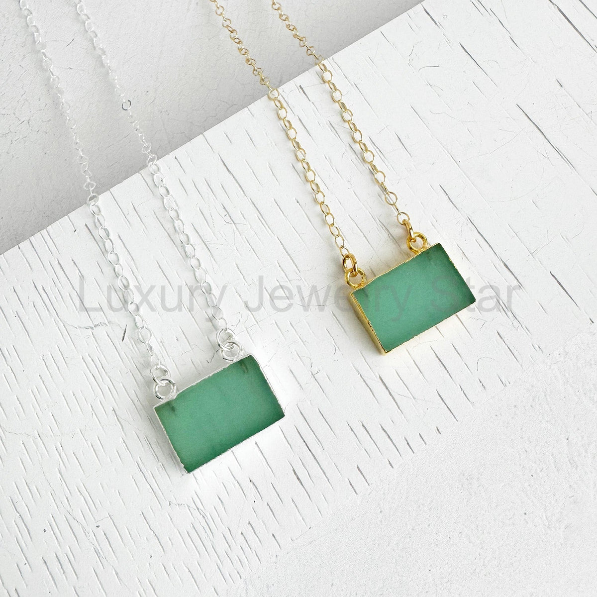 Aqua Chalcedony Bar Necklace - image 4