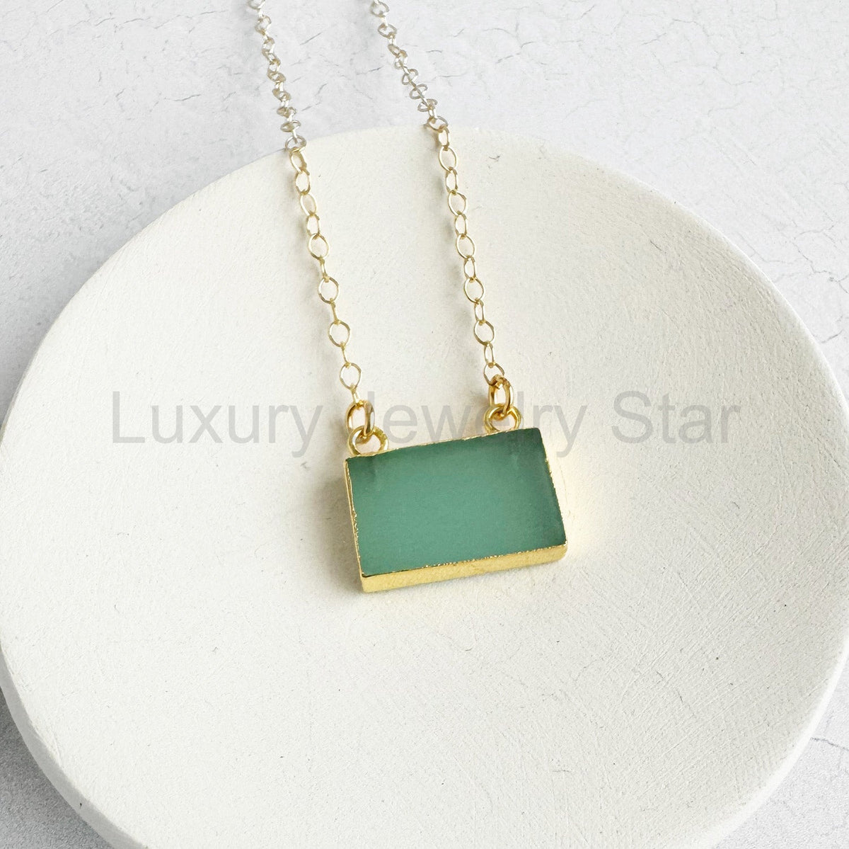 Aqua Chalcedony Bar Necklace - image 5