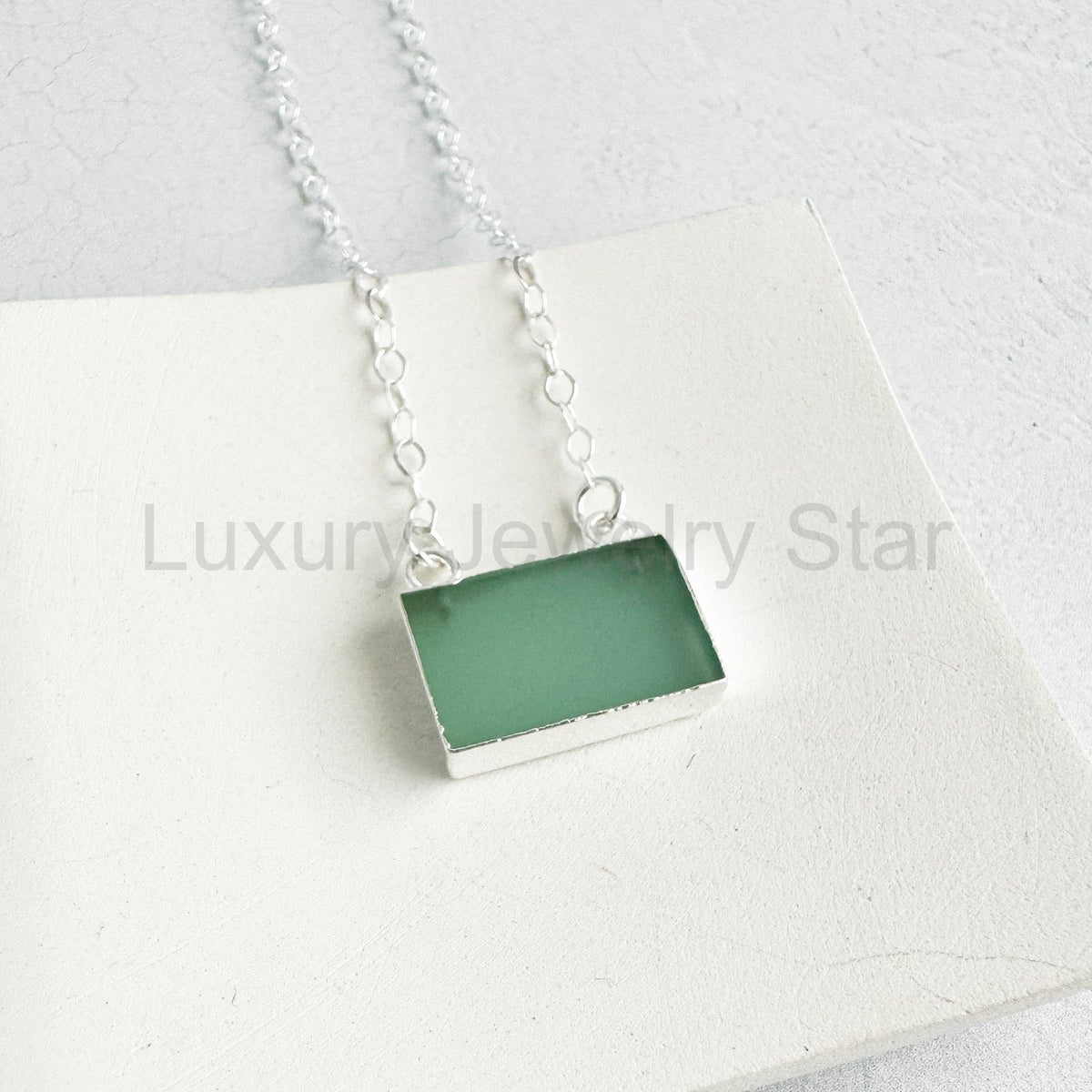 Aqua Chalcedony Bar Necklace - image 6