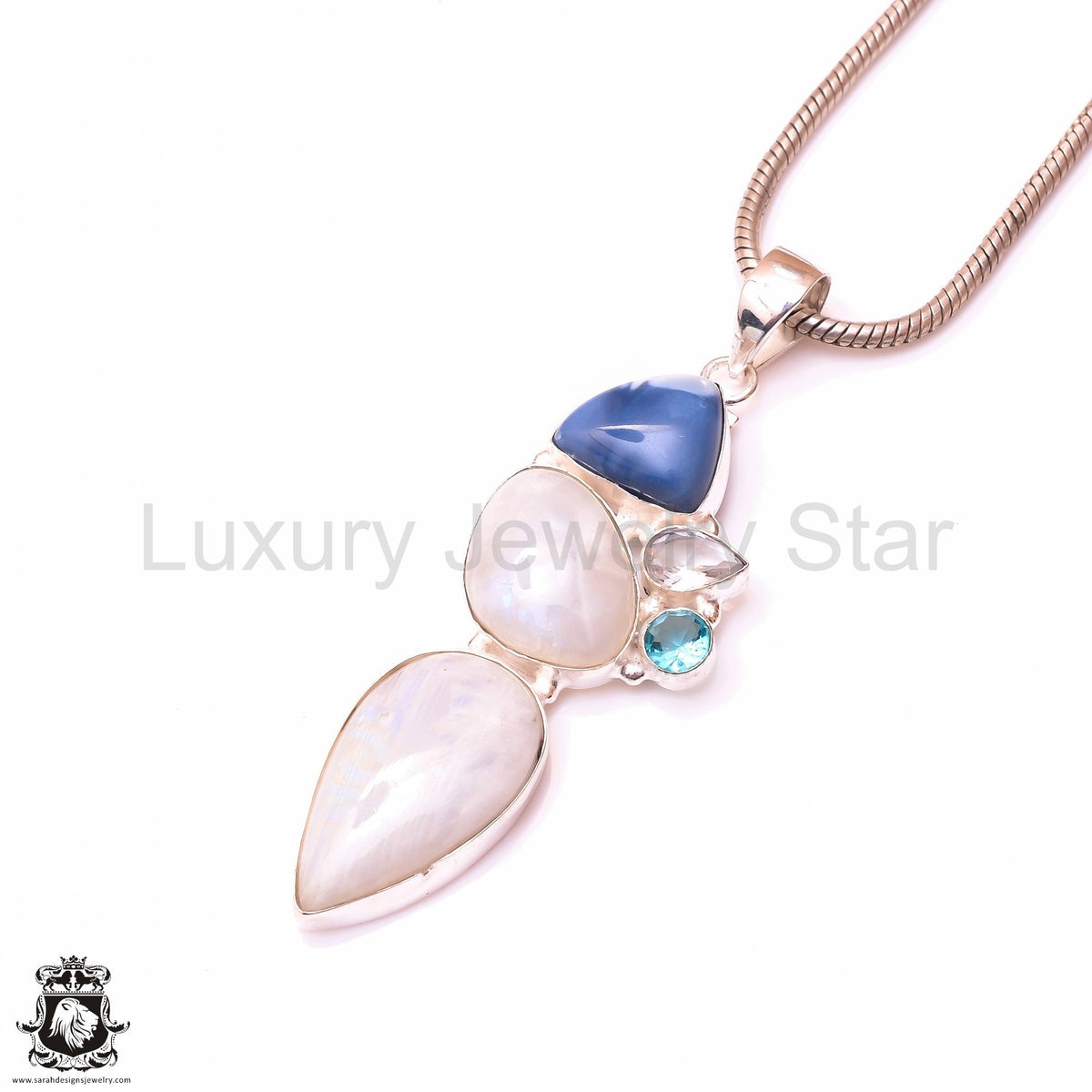 Rainbow Moonstone Owyhee Opal Pendant & 3MM Italian Chain P9997 - image 2
