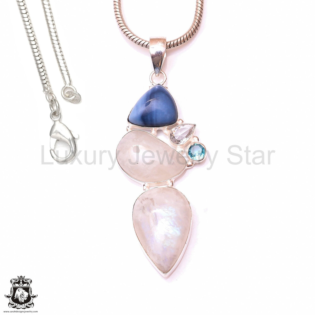 Rainbow Moonstone Owyhee Opal Pendant & 3MM Italian Chain P9999