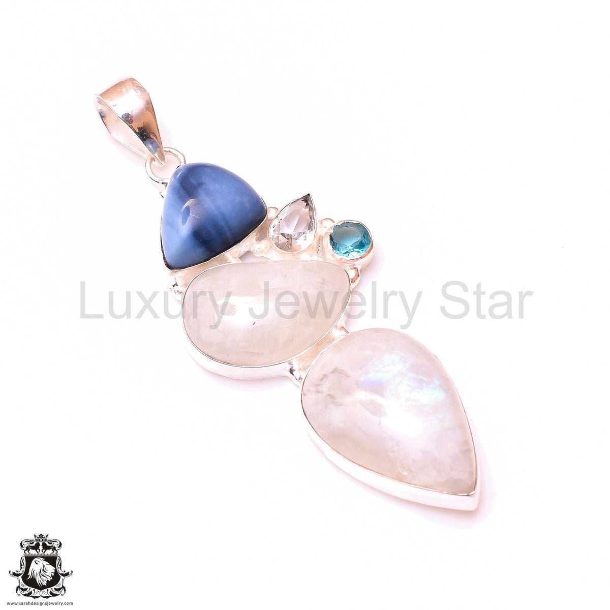 Rainbow Moonstone Owyhee Opal Pendant & 3MM Italian Chain P9999 - image 3