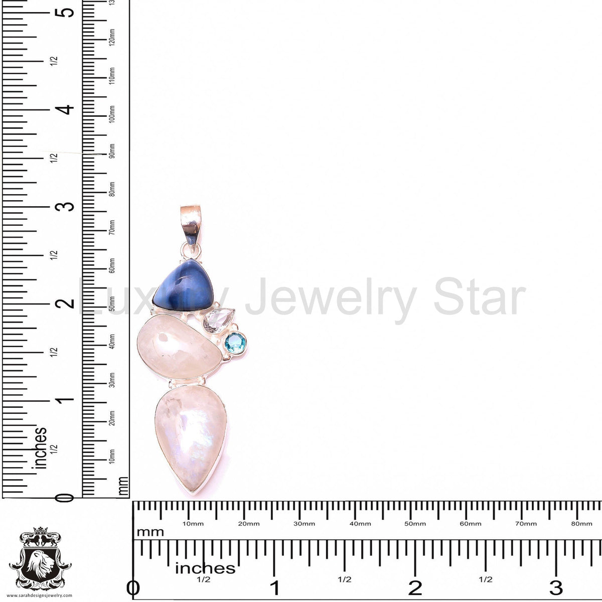 Rainbow Moonstone Owyhee Opal Pendant & 3MM Italian Chain P9999 - image 4