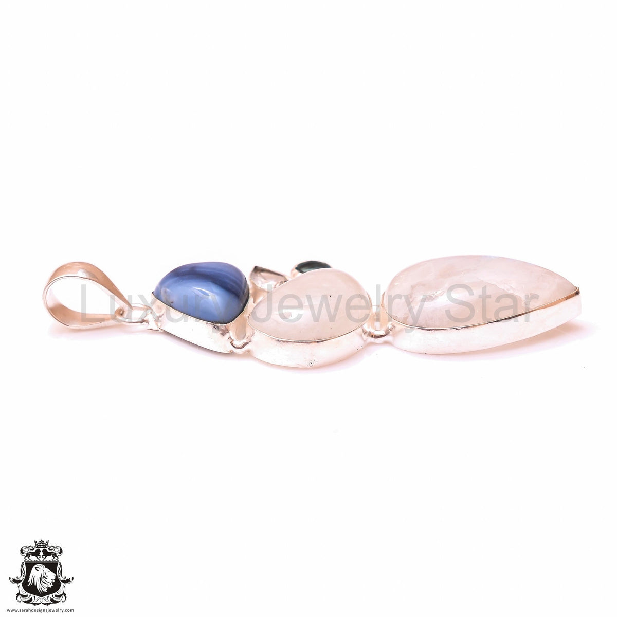 Rainbow Moonstone Owyhee Opal Pendant & 3MM Italian Chain P9999 - image 5