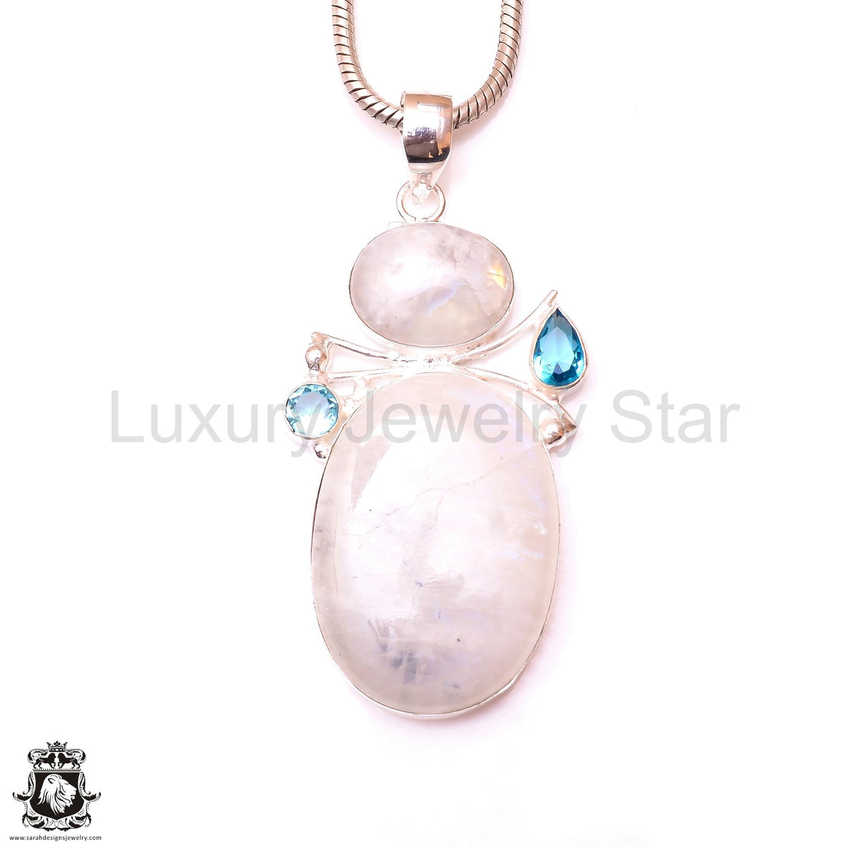 Rainbow Moonstone Pendant & 3MM Italian Chain P10050