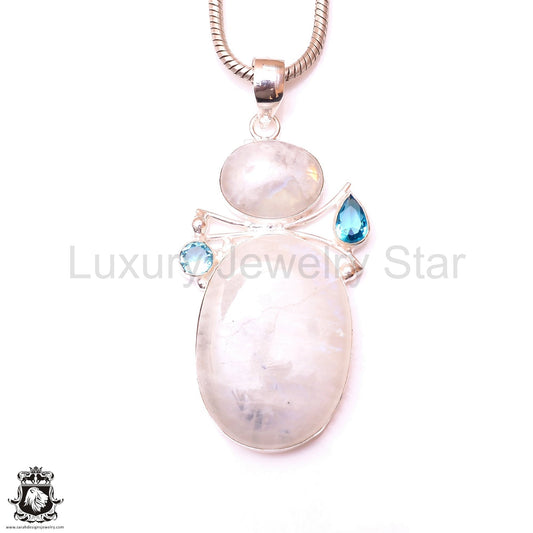 Rainbow Moonstone Pendant & 3MM Italian Chain P10050