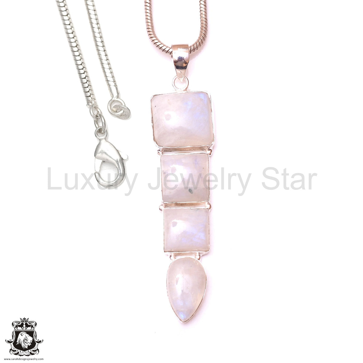Rainbow Moonstone Pendant & 3MM Italian Chain P10114