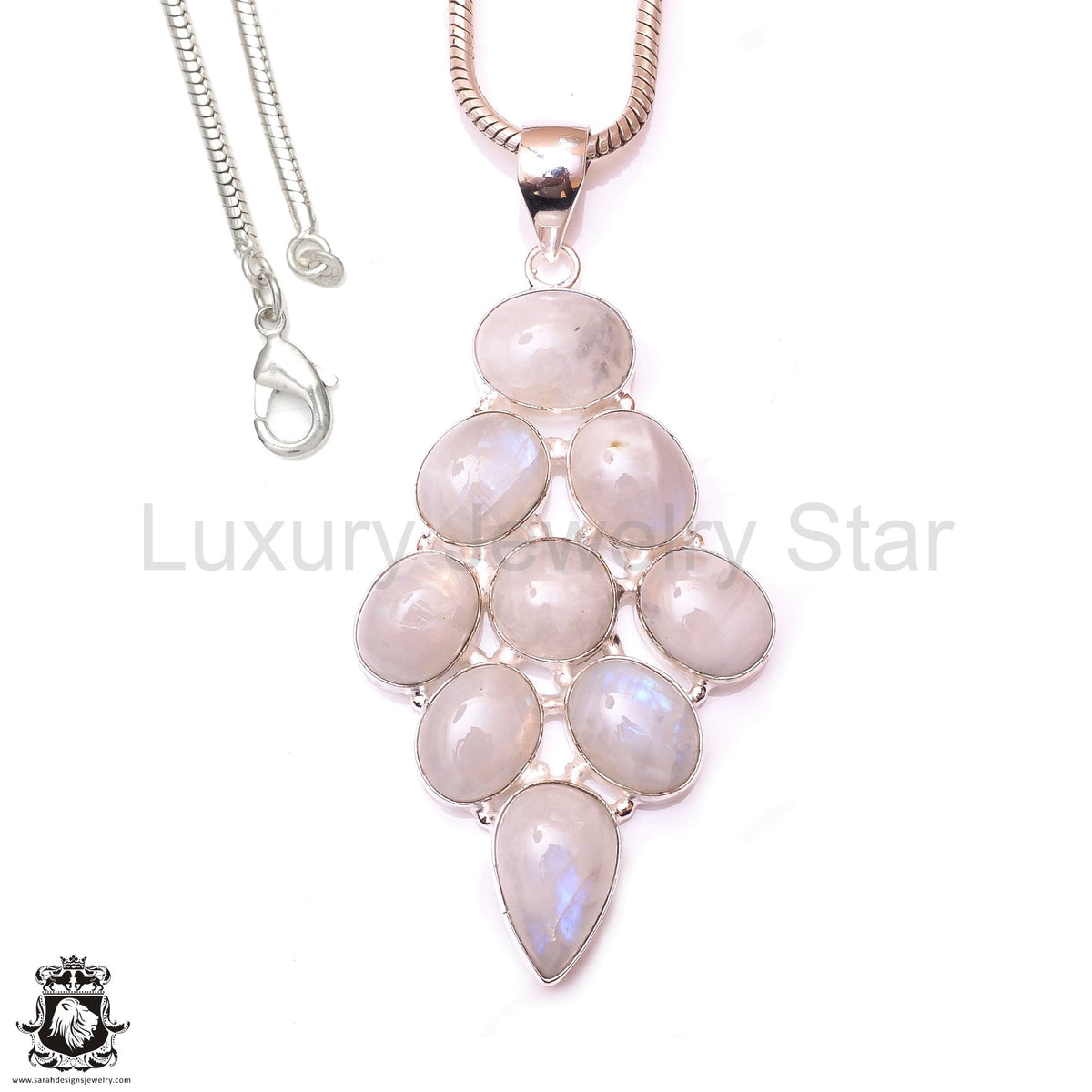 Rainbow Moonstone Pendant & 3MM Italian Chain P9773