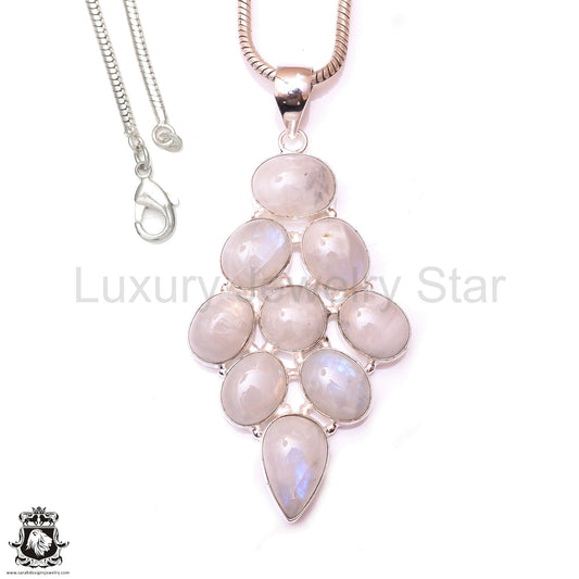 Rainbow Moonstone Pendant & 3MM Italian Chain P9773