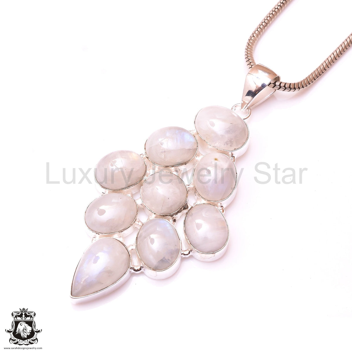Rainbow Moonstone Pendant & 3MM Italian Chain P9773 - image 2
