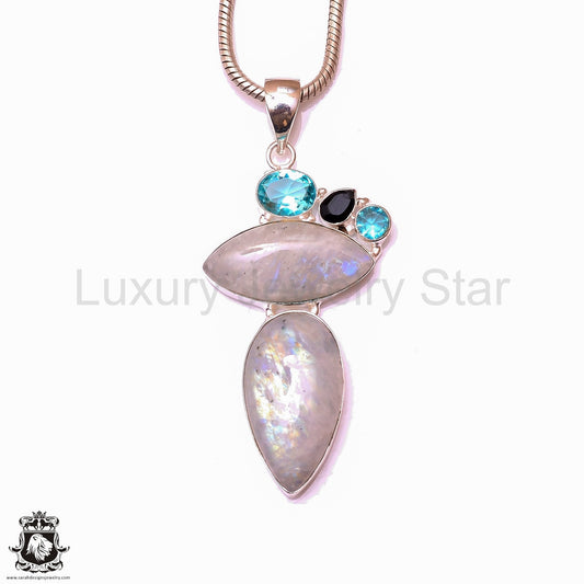 Rainbow Moonstone Pendant & 3MM Italian Chain P9866