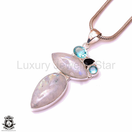 Rainbow Moonstone Pendant & 3MM Italian Chain P9866 - image 2