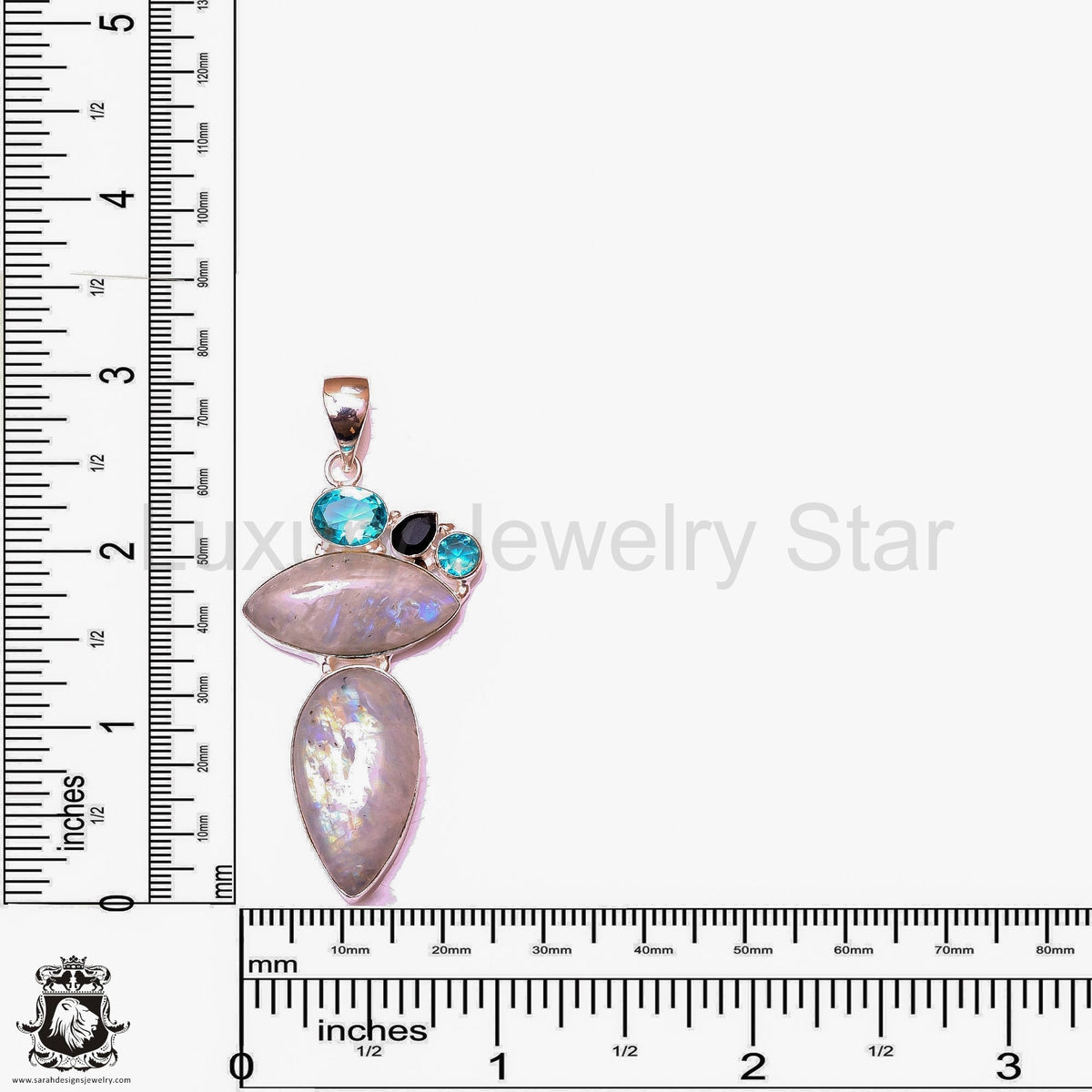 Rainbow Moonstone Pendant & 3MM Italian Chain P9866 - image 4