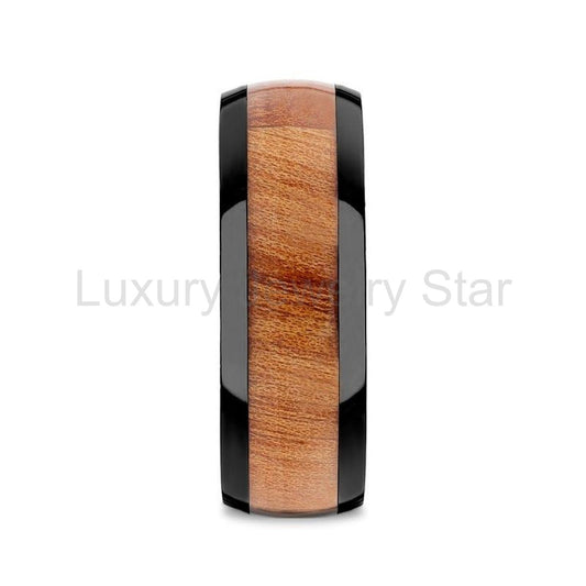 ODYSSEY | Black Ceramic Ring, Carpathian Elm Wood Inlay - image 2