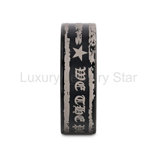 WE THE PEOPLE | Engraved Black Tungsten Band, Flat - image 2