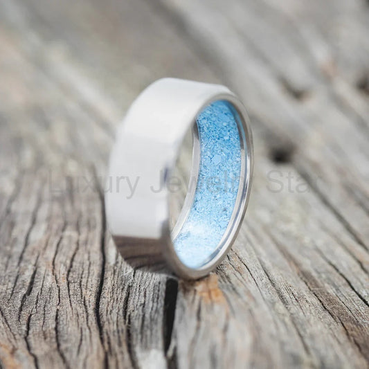 "Hyperion" - Turquoise Lined Wedding Band - Titanium (8mm) - Size 12 1/2 - image 2