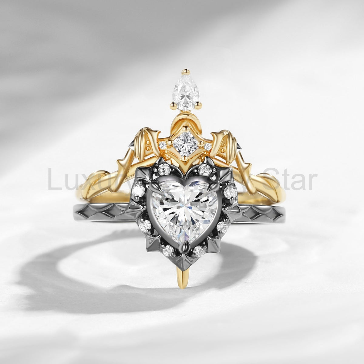 'Cupid's Arrow' - Gothic Heart Cut IGI Certified Lab Grown Diamond Heart Sword Ring - image 3