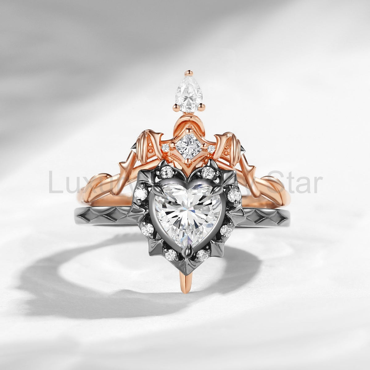 'Cupid's Arrow' - Gothic Heart Cut IGI Certified Lab Grown Diamond Heart Sword Ring - image 4