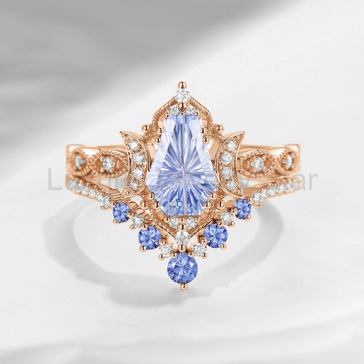 'Till Death Do Us Part' - Fantasy Cut Gems Coffin Lab Cornflower Sapphire Crescent Moon - image 2