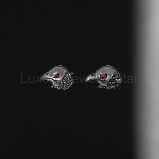 Gothic Dark Crow Inspired Gemstone Stud Earrings Halloween Jewelry Gift