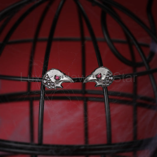 Gothic Dark Crow Inspired Gemstone Stud Earrings Halloween Jewelry Gift - image 2