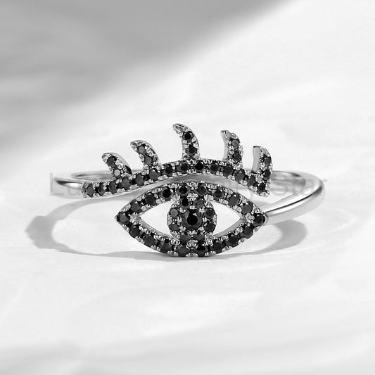 Unique Black Moissanite Eye Inspired Engagement Ring