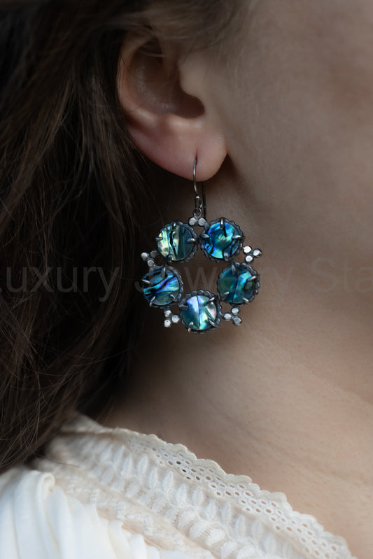 Deep Blue Abalone Constellation Earrings - image 2