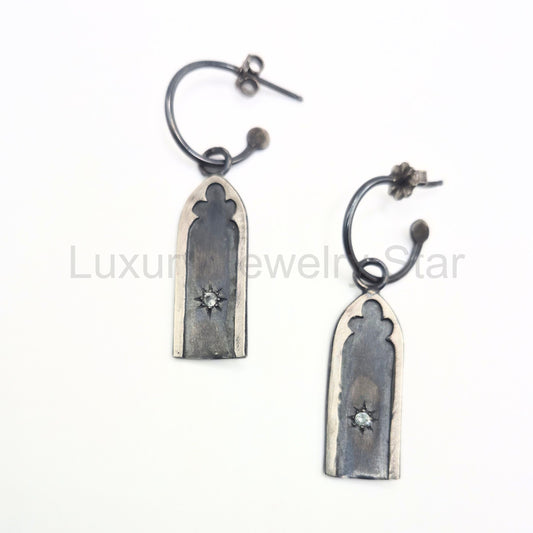 Gothic Arch Hoops with Sapphires