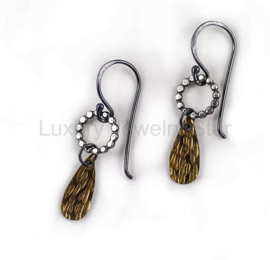 Handmade Silver and Gold Drop Earrings - image 2