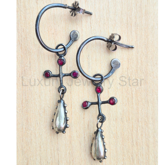 Rowan Cross Ruby Earrings