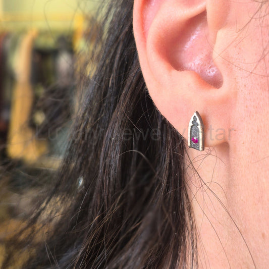 Tiny Ruby Portal Earrings - image 2