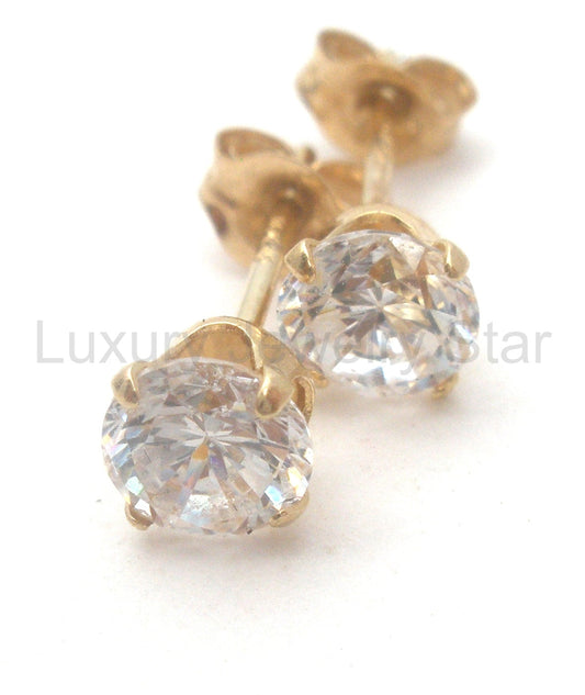 .5 Carat Clear Cubic Zirconia Earrings 14K Gold