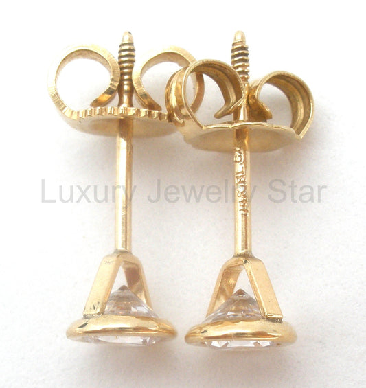 14K Gold Cubic Zirconia Post Earrings - image 2