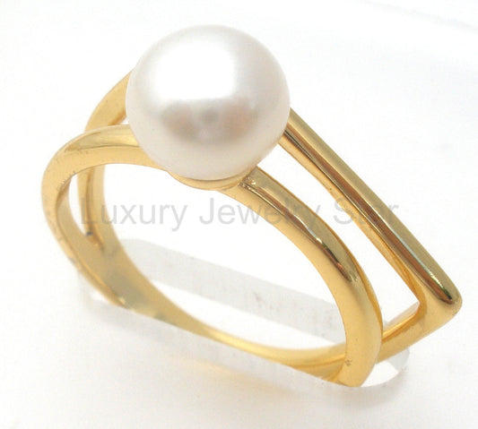 Abstract Pearl Vermeil 925 Size 5